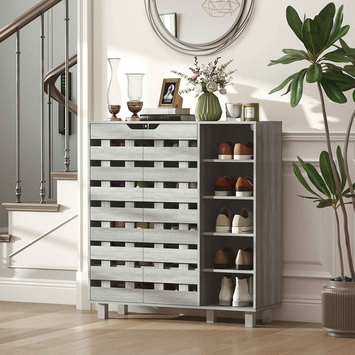 Shoe Cabinet with 5-Tier Double Door Storage – 34"W x 37"H