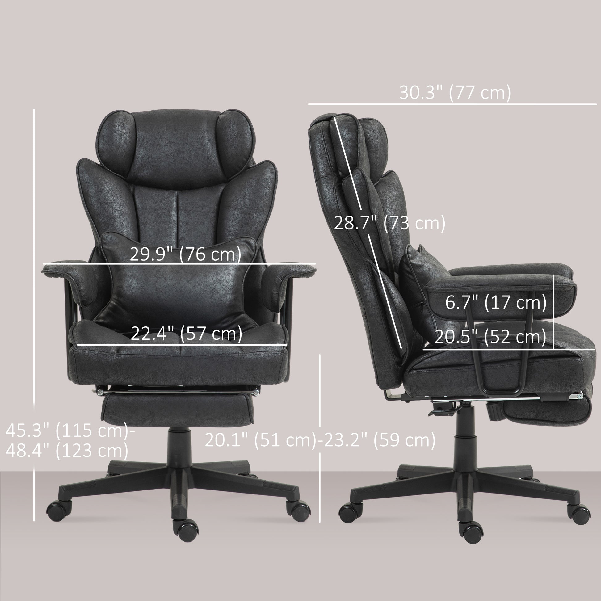 HOMCOM Executive High Back Office Chair with Footrest, 180kg Capacity, Lumbar Support