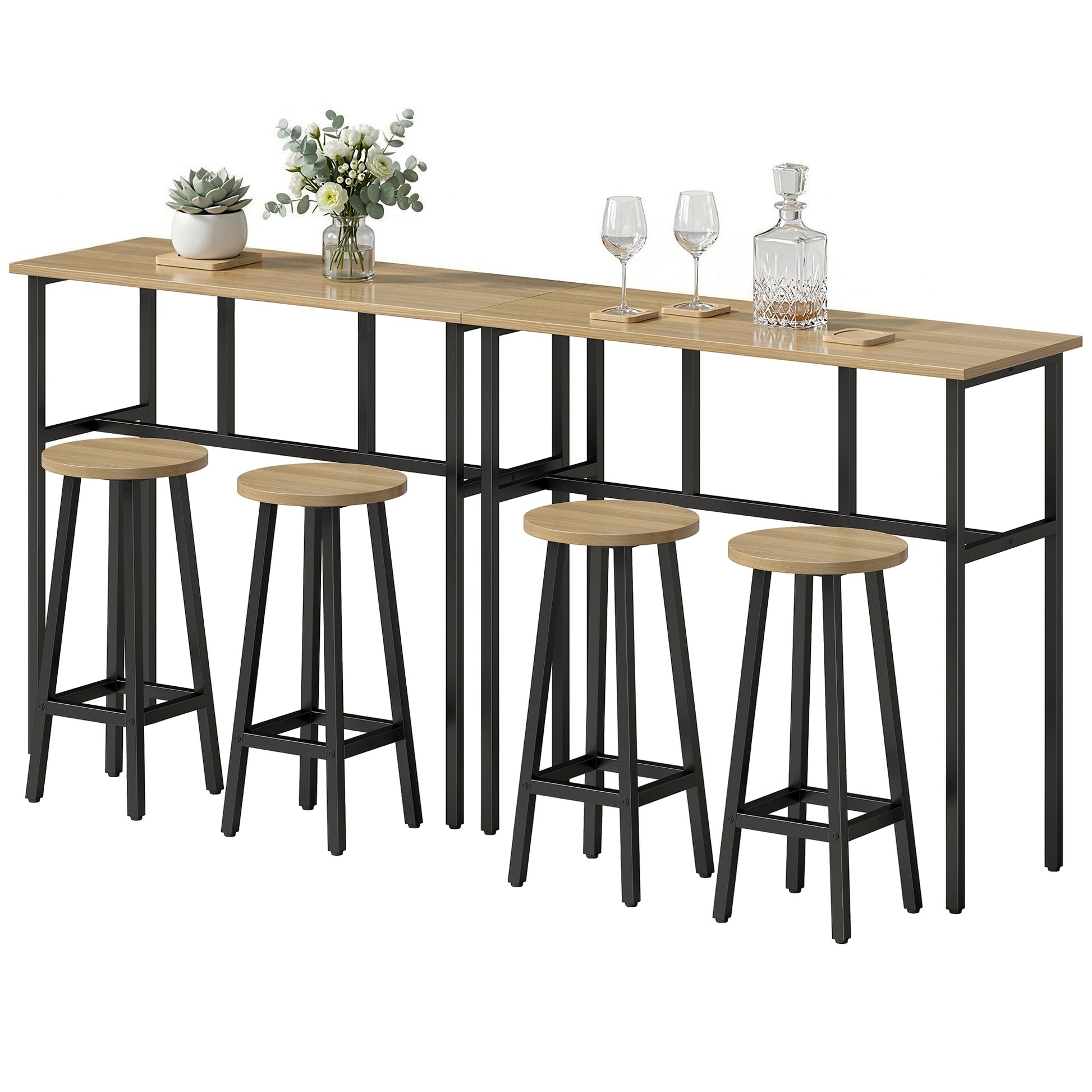 HOMCOM 6-Piece Bar Table Set Industrial Grey-Brown