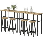HOMCOM Rustic Brown 6-Piece Bar Table Set