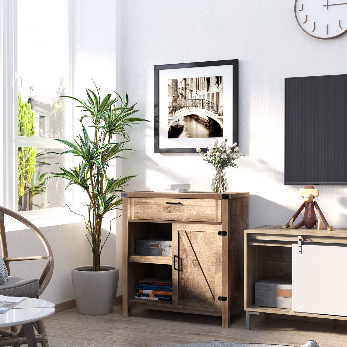 Farmhouse Sideboard with Barn Doors – 30"W x 33"H