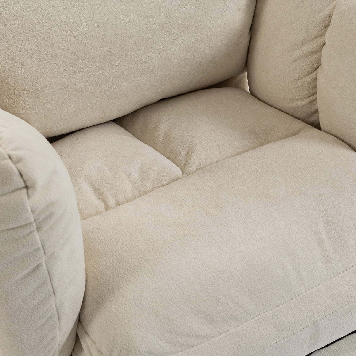 Office Chair with Footrest, Ergonomic Reclining Computer Gaming Chair with Snow Flannel Fabric, Cream