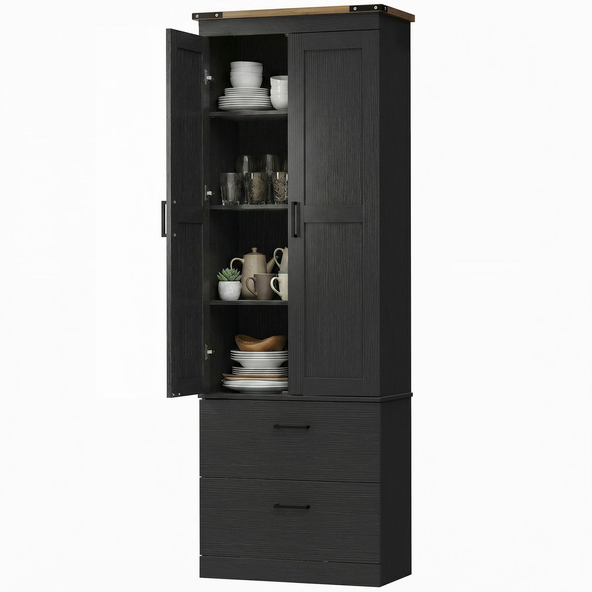 Kitchen Pantry Cabinet with Doors – 24"W x 67"H