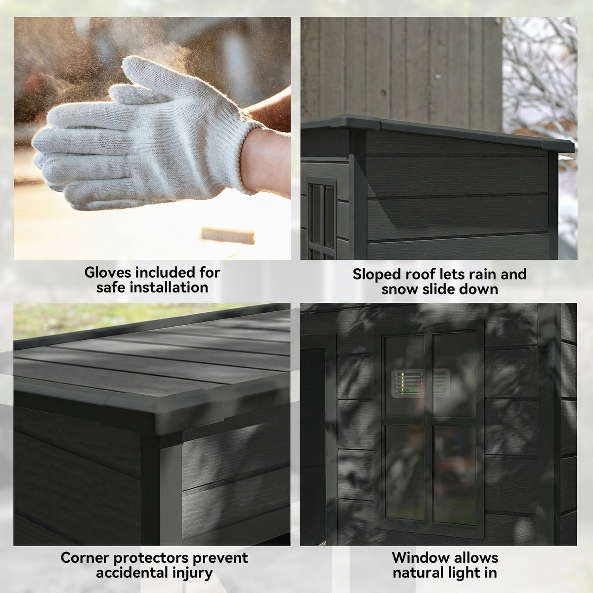 5 x 3FT Garden Shed with Floor, Outdoor Storage Shed with Lockable Door, Window and Vent for Backyard, Patio – Dark Grey