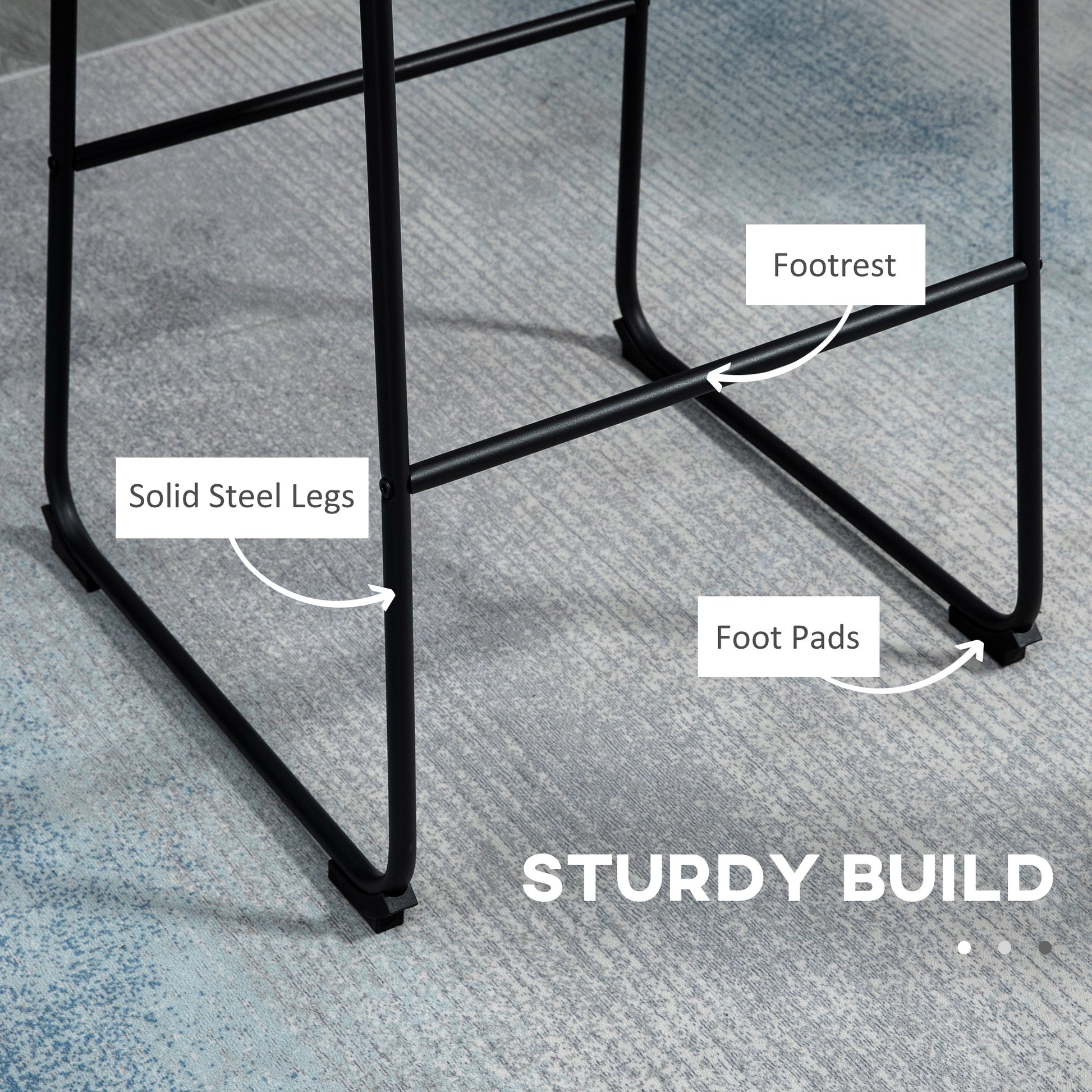 Stylish Vintage PU Leather Counter Height Bar Stools, Set of Two