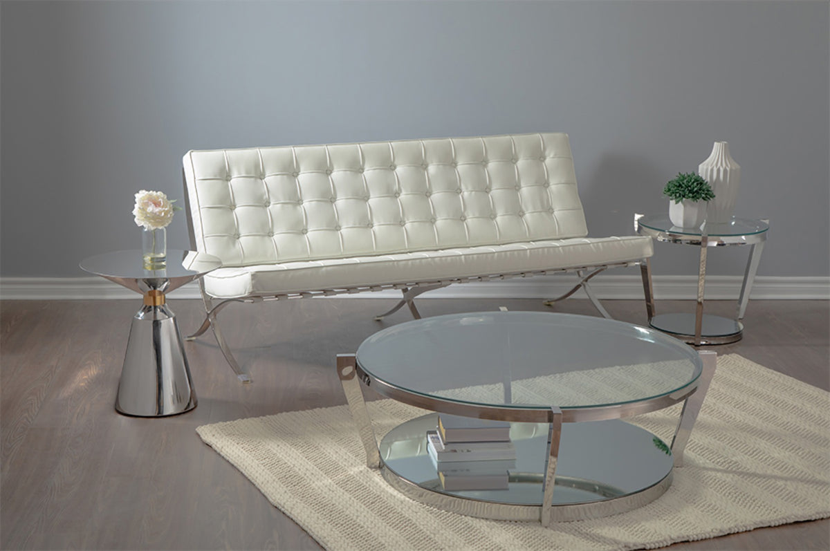 3-Piece Round Glass Coffee Table Set
