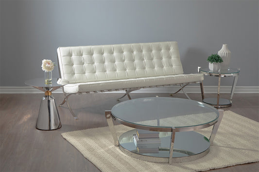 3-Piece Round Glass Coffee Table Set