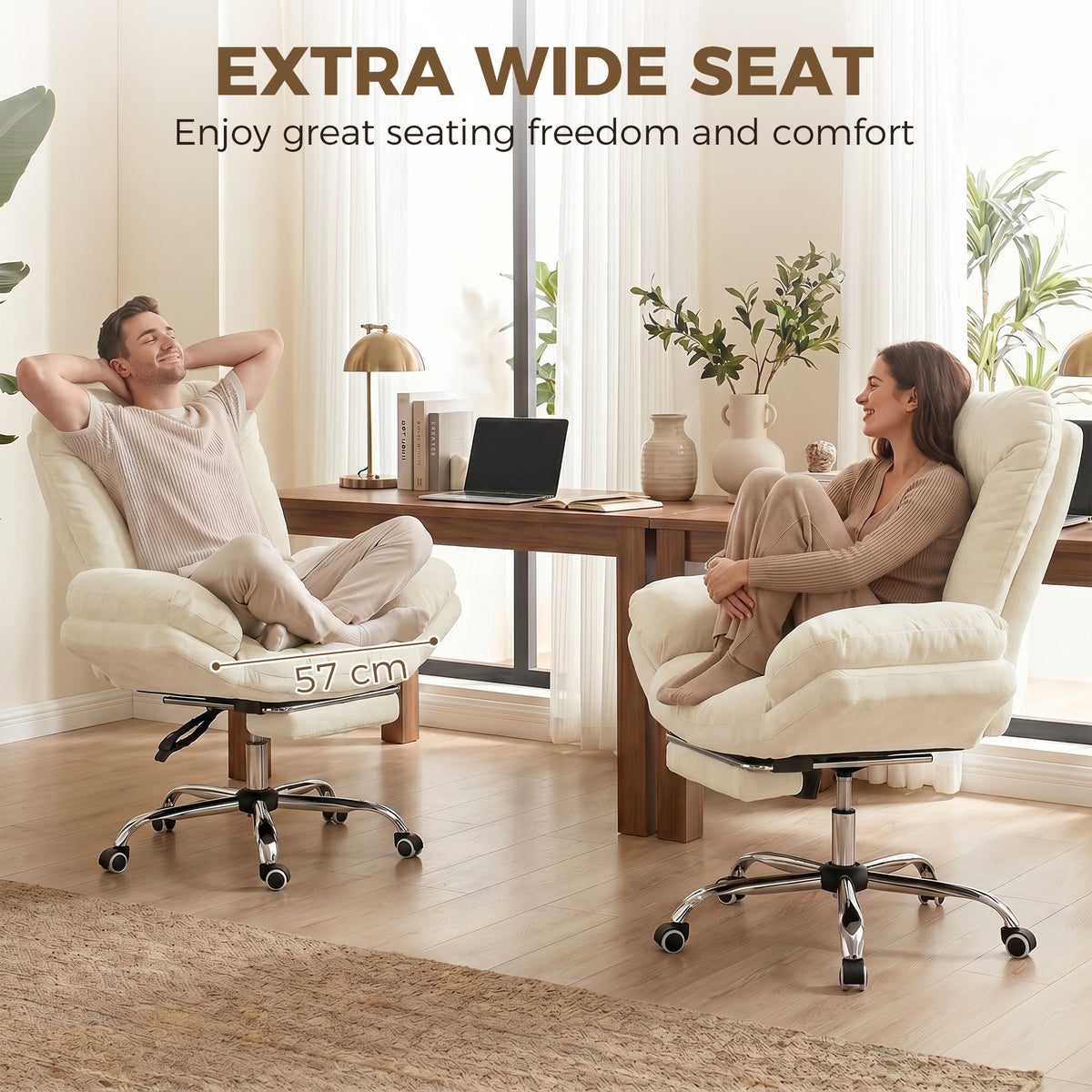 Criss Cross Chair with Wheels, Waterfall Armrests, Beige