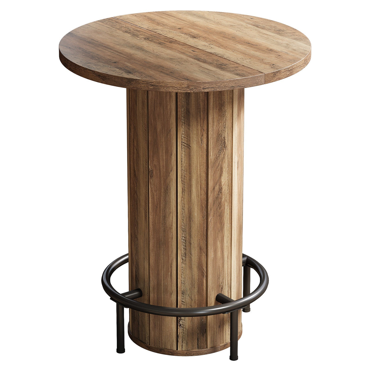 31" Bar Table, Round Bistro Pub Table with Footrest for Dining Coffee Cocktail