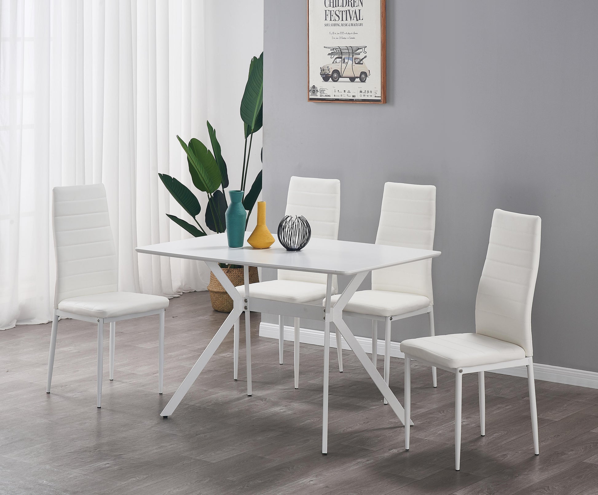 Stylish White PU Dining Chairs (Set of 4) for Modern Homes