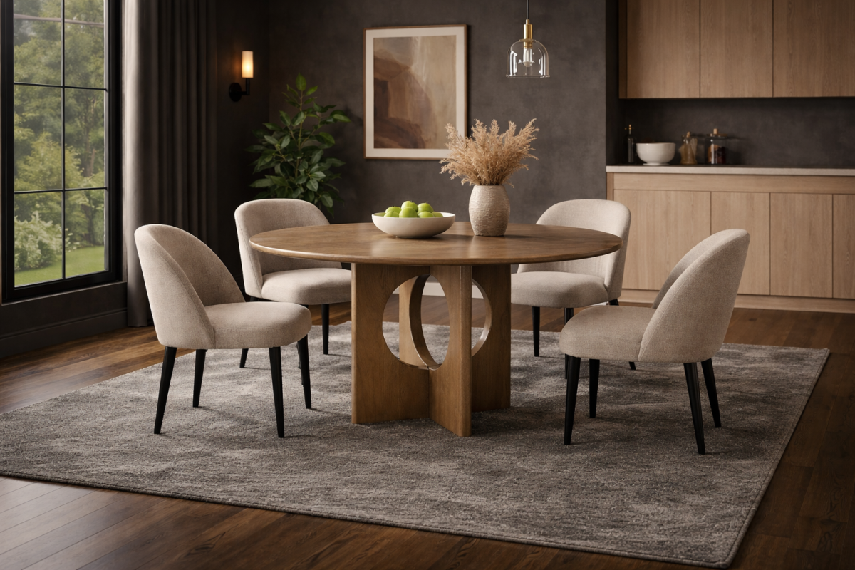 Curved Solid Wood Dining Table – Natural Oak