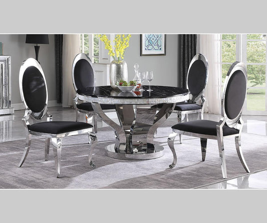 Celeste 51" Round Black-Top Dining Table – Chrome Base