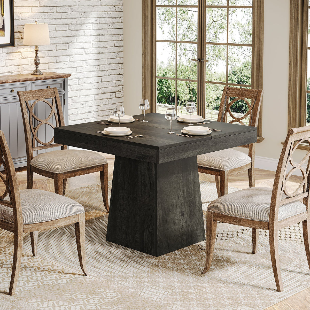 31.5" Dining Table, Square Farmhouse Kitchen Table Dinner Table