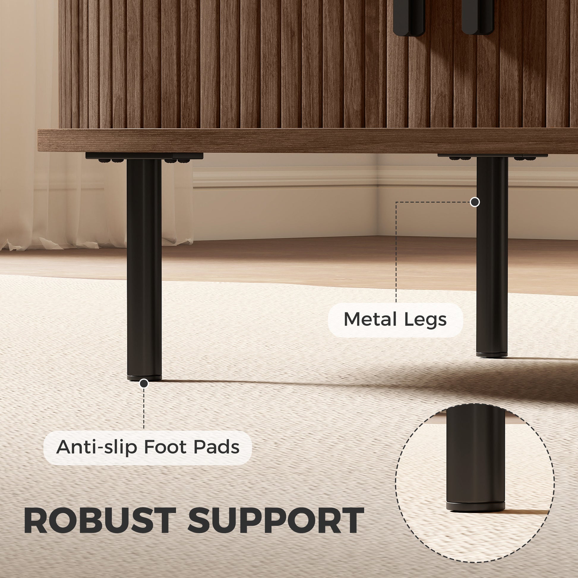 HOMCOM Coffee Table With Sliding Tambour Doors And Storage Center, 39" Brown