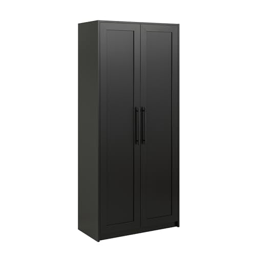 Tall Garage Storage Cabinet & Pantry Storage Cabinet, 2-Door Freestanding Garage Cabinet with Adjustable Shelves, 16"D x 32"W x 65"H, Black BES-3264