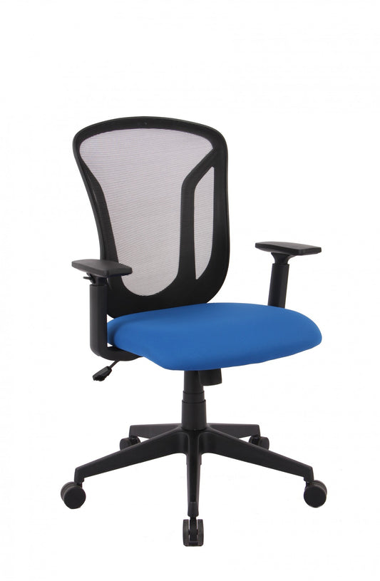 Brassex Ergonomic Mesh Swivel Office Chair with Adjustable Lumbar Support, Blue