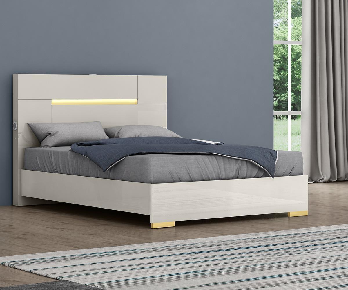 Triton Grey Bedroom Set: LED Bed, Wireless Charging, Bluetooth, Smooth Drawers