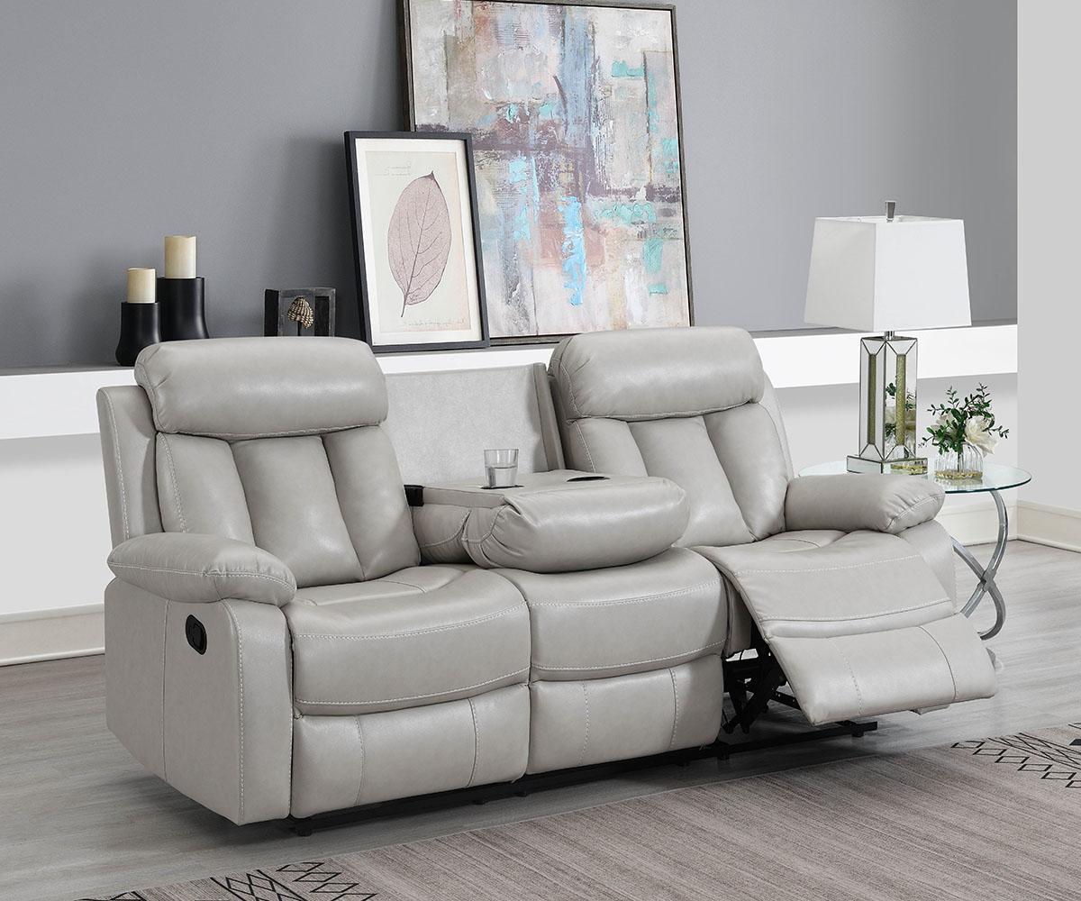 Merrion Beige Recliner Sofa Set: Premium Air Leather, Cupholders, Max Comfort