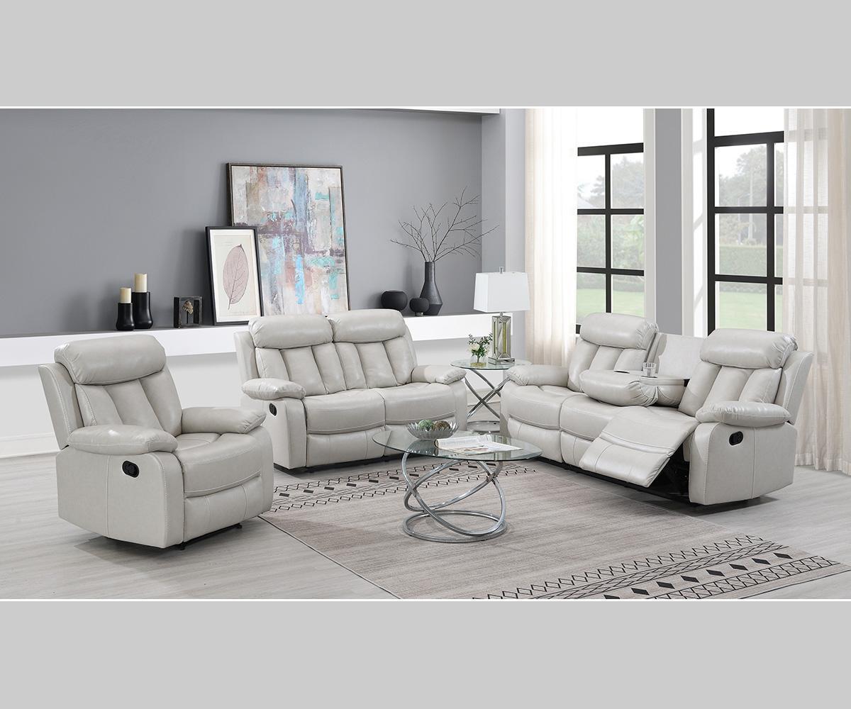 Merrion Beige Recliner Sofa Set: Premium Air Leather, Cupholders, Max Comfort