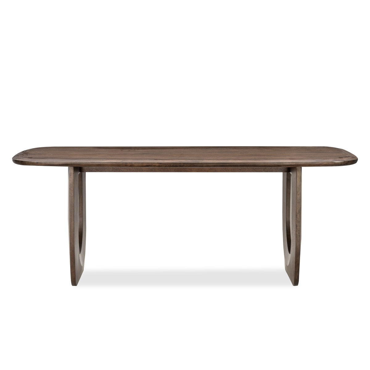 Curved Solid Wood Dining Table – Dark Walnut