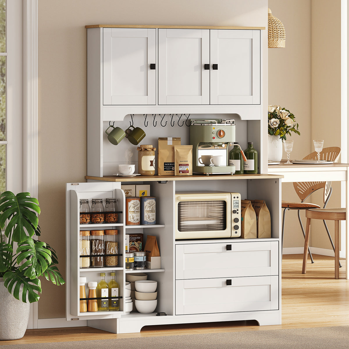 Tall Kitchen Hutch with 3 Cabinets – 39"W x 64"H