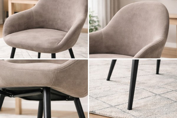 Dining Chair Set of 2 Vintage Beige
