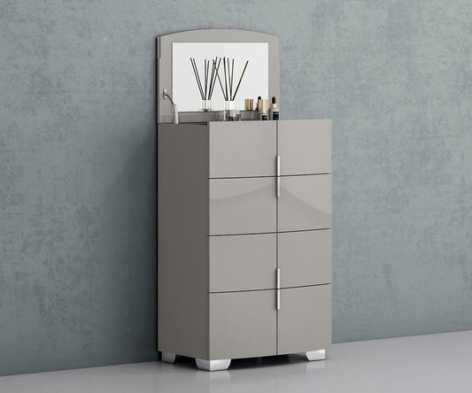 Luxurious Modern Grey Chrisley Bedroom Set with LED and Wireless Charging