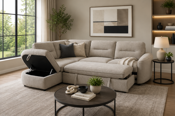 LHF SECTIONAL SLEEPER - BEIGE