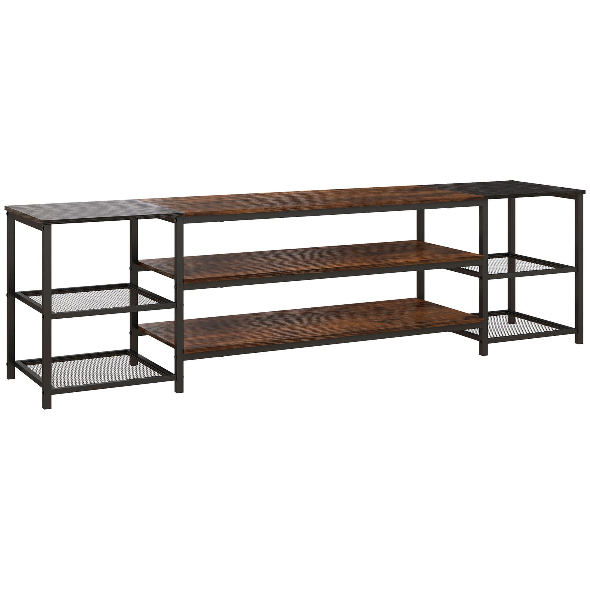 HOMCOM Industrial TV Stand for 80-inch TVs with Open Storage Shelves