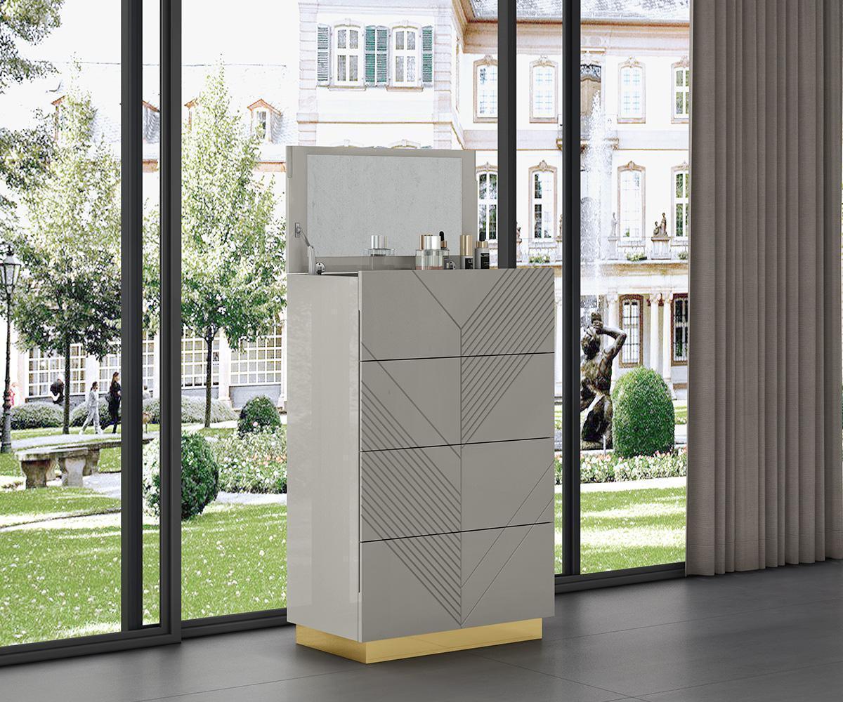 Akira Modern Bedroom Set: LED Lighting, Wireless Charging, Soft-Close Drawers