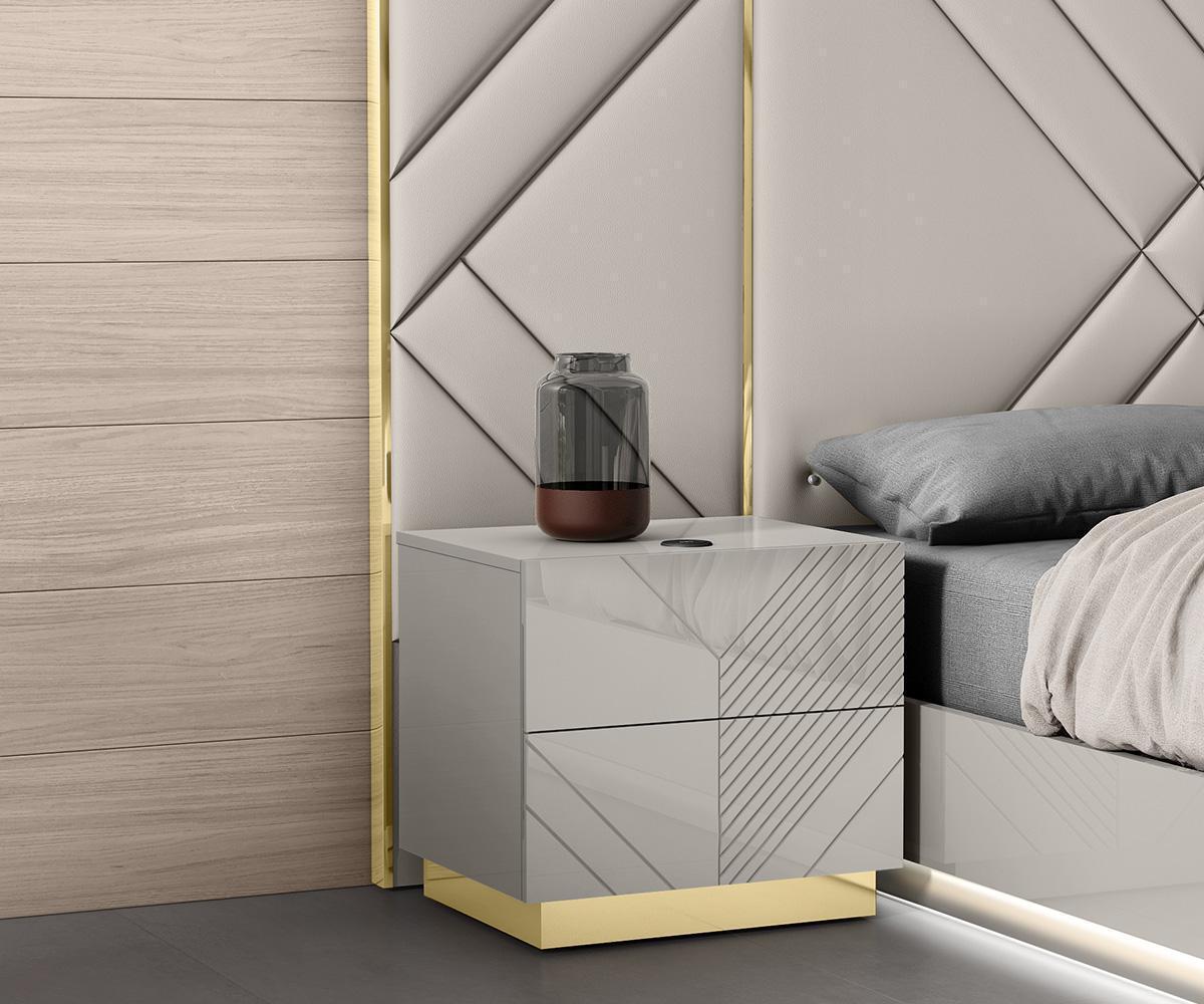 Akira Modern Bedroom Set: LED Lighting, Wireless Charging, Soft-Close Drawers