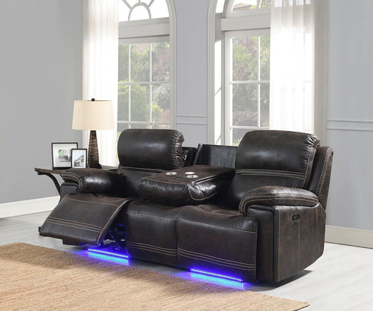 Beckley Power Recliner Sofa with Headrests, Wireless Charger, and LED