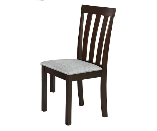 Diana Dining Chairs Pair: Espresso Wood Frames, Grey Fabric Upholstered Seats