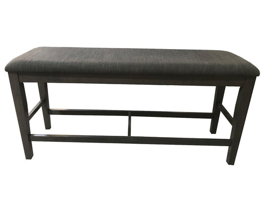 Grace Pub Height Upholstered Dining Bench – Dark Grey