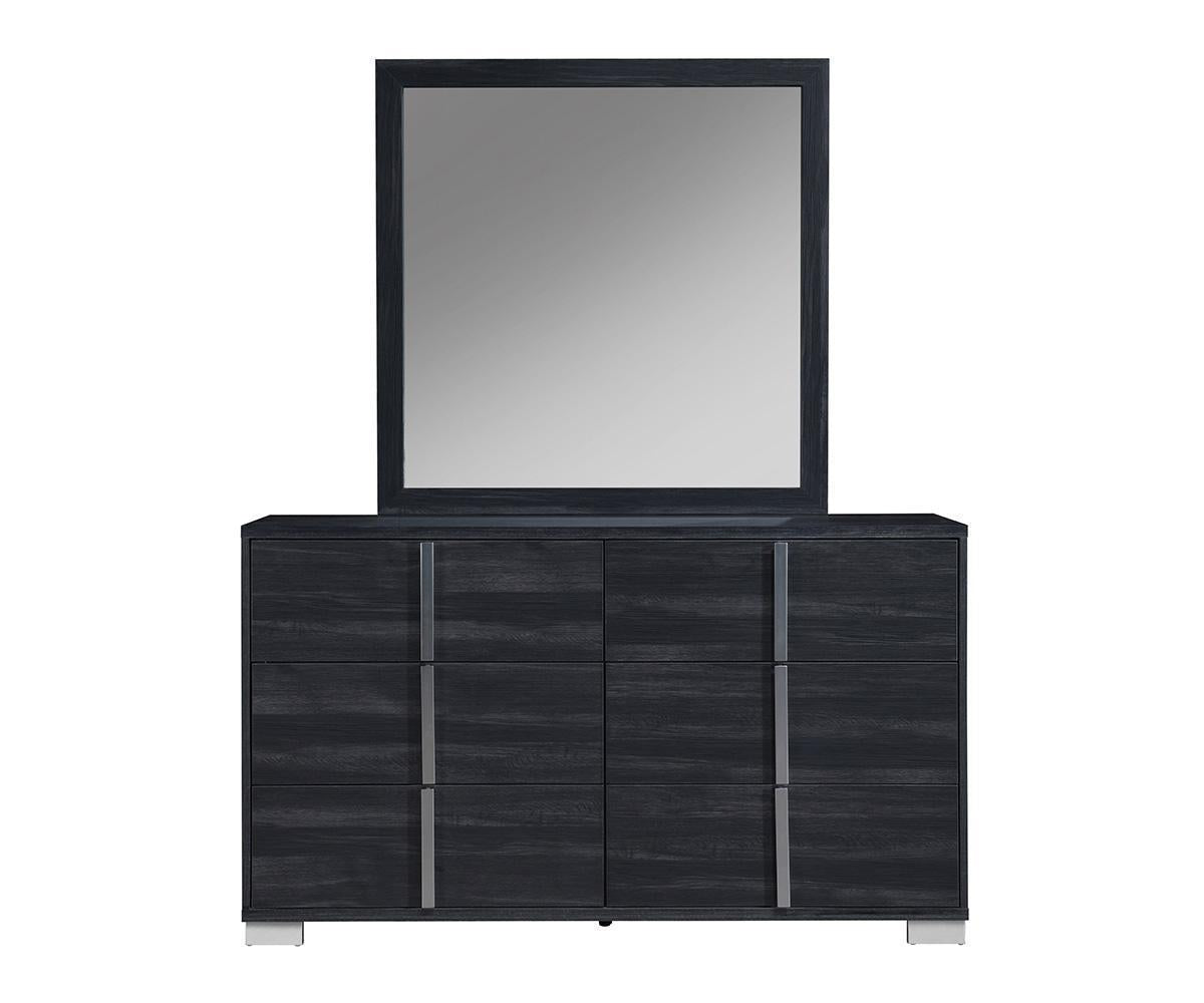 Freya Grey Modern Bedroom Set with LED Headboard, Durable Wood Construction