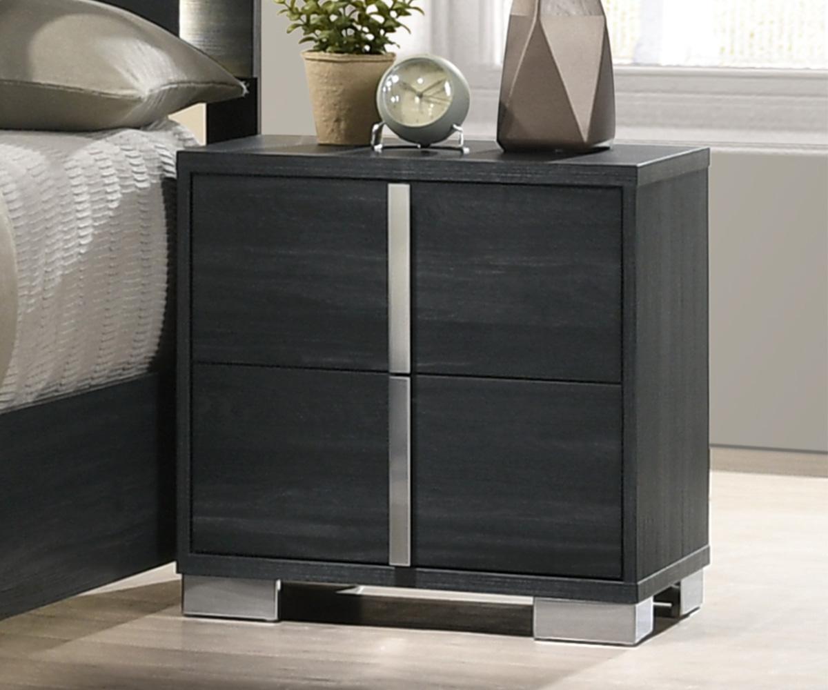 Freya Grey Modern Bedroom Set with LED Headboard, Durable Wood Construction