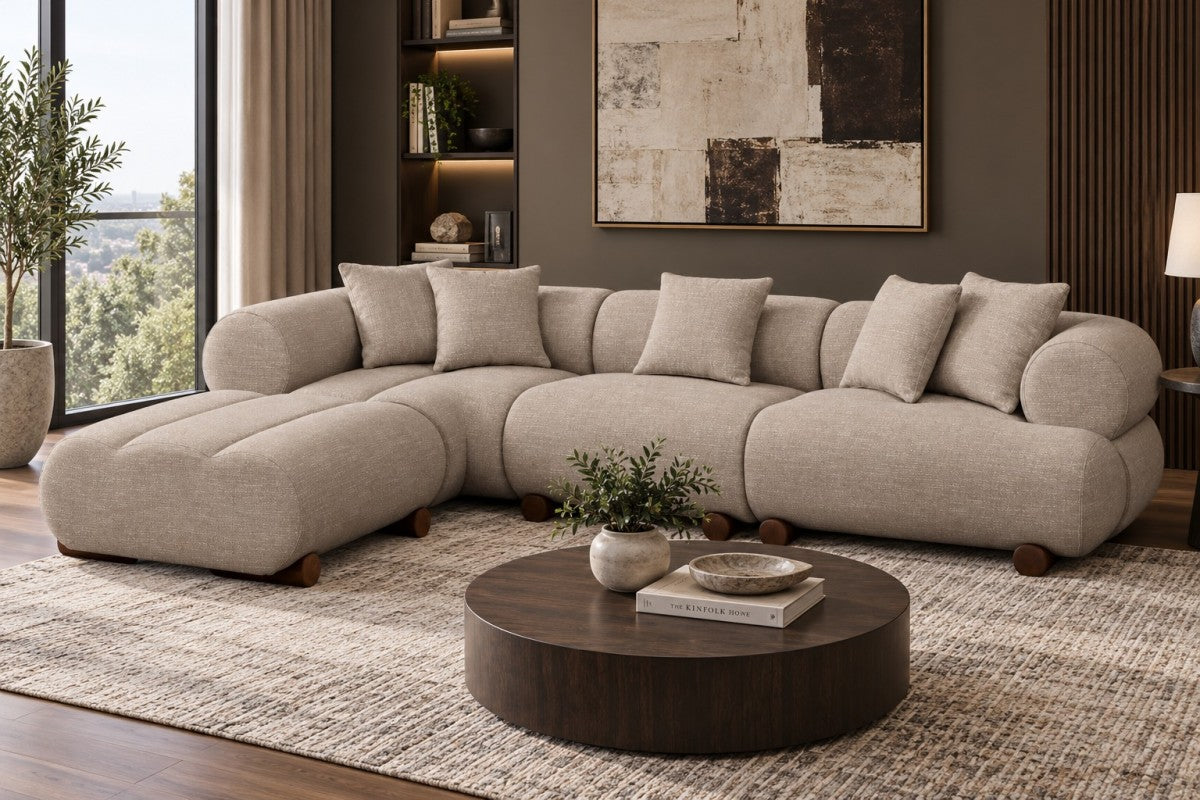 Curved Solid Wood Sectional