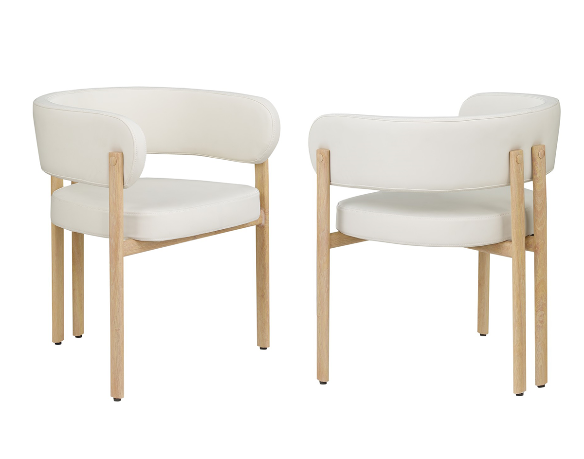 Curved Dining Chair, Set of 2 – Cream/Oak