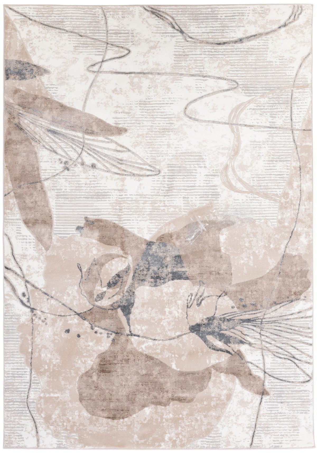 Aqua Collection:Beige Grey Soft Durable Area Rug for Modern Homes