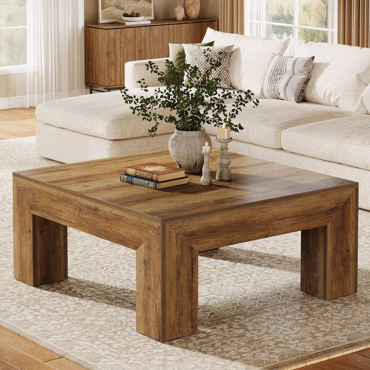 39" Coffee Table, Farmhouse Square Accent Center Cocktail Table