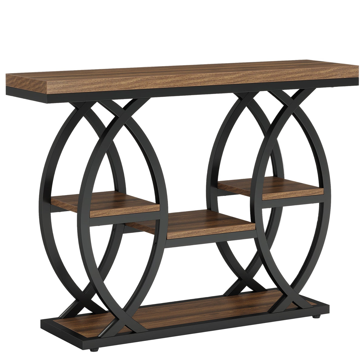 39" Console Table, 4-Tier Sofa Table Entryway Table with Storage Shelves