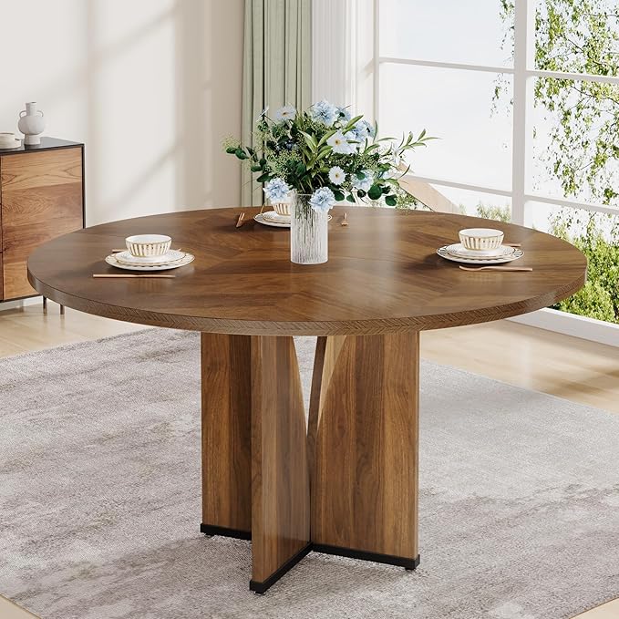39" Round Dining Table, Farmhouse Kitchen Table for 4 People