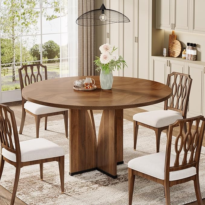 39" Round Dining Table, Farmhouse Kitchen Table for 4 People