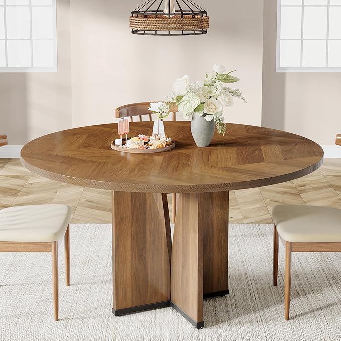 39" Round Dining Table, Farmhouse Kitchen Table for 4 People