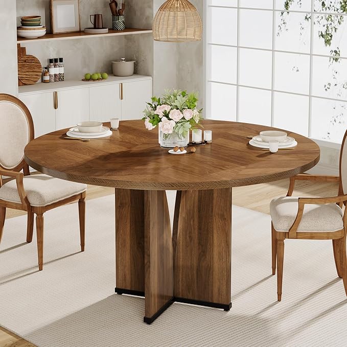 39" Round Dining Table, Farmhouse Kitchen Table for 4 People