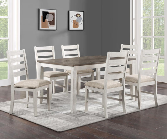 Melbourne 7-Piece Dining Set – Brown & White Solid Wood
