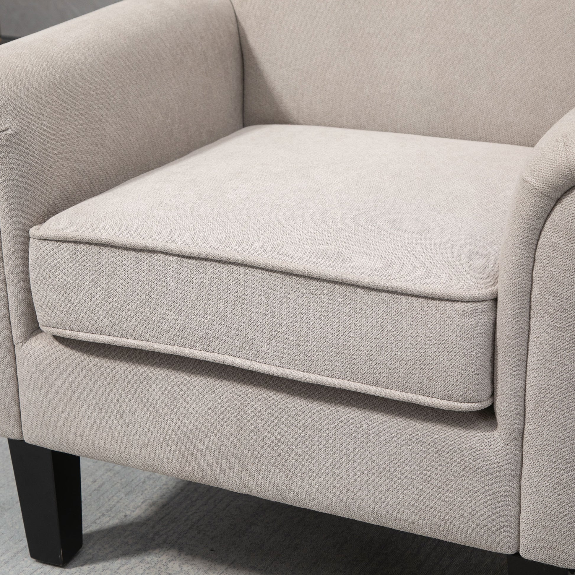 HOMCOM Grey Velvet Accent Chair, Upholstered Single Armchair with Rolled Armrests