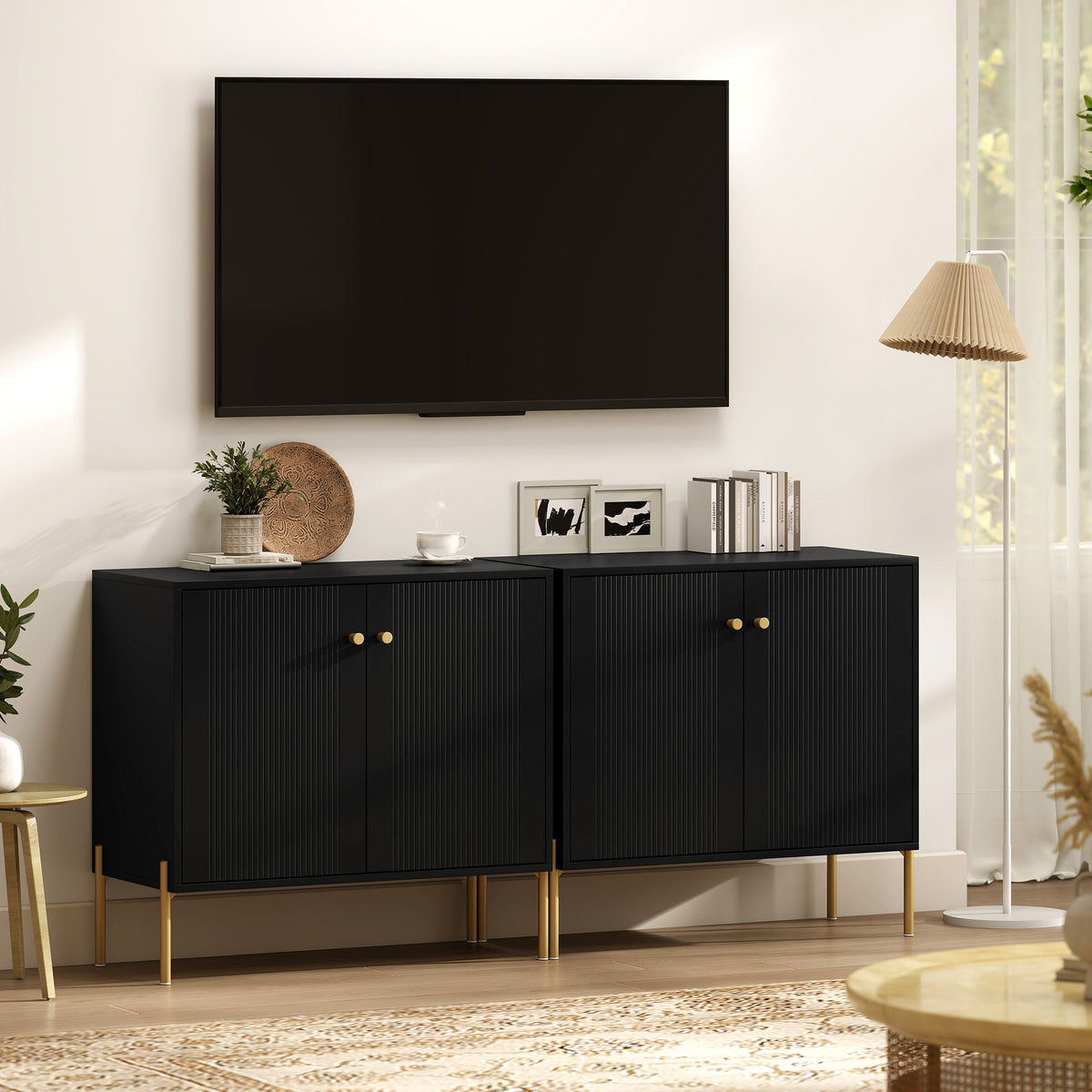 Sideboard with Fluted Doors and Adjustable Shelf – 31"W x 30"H