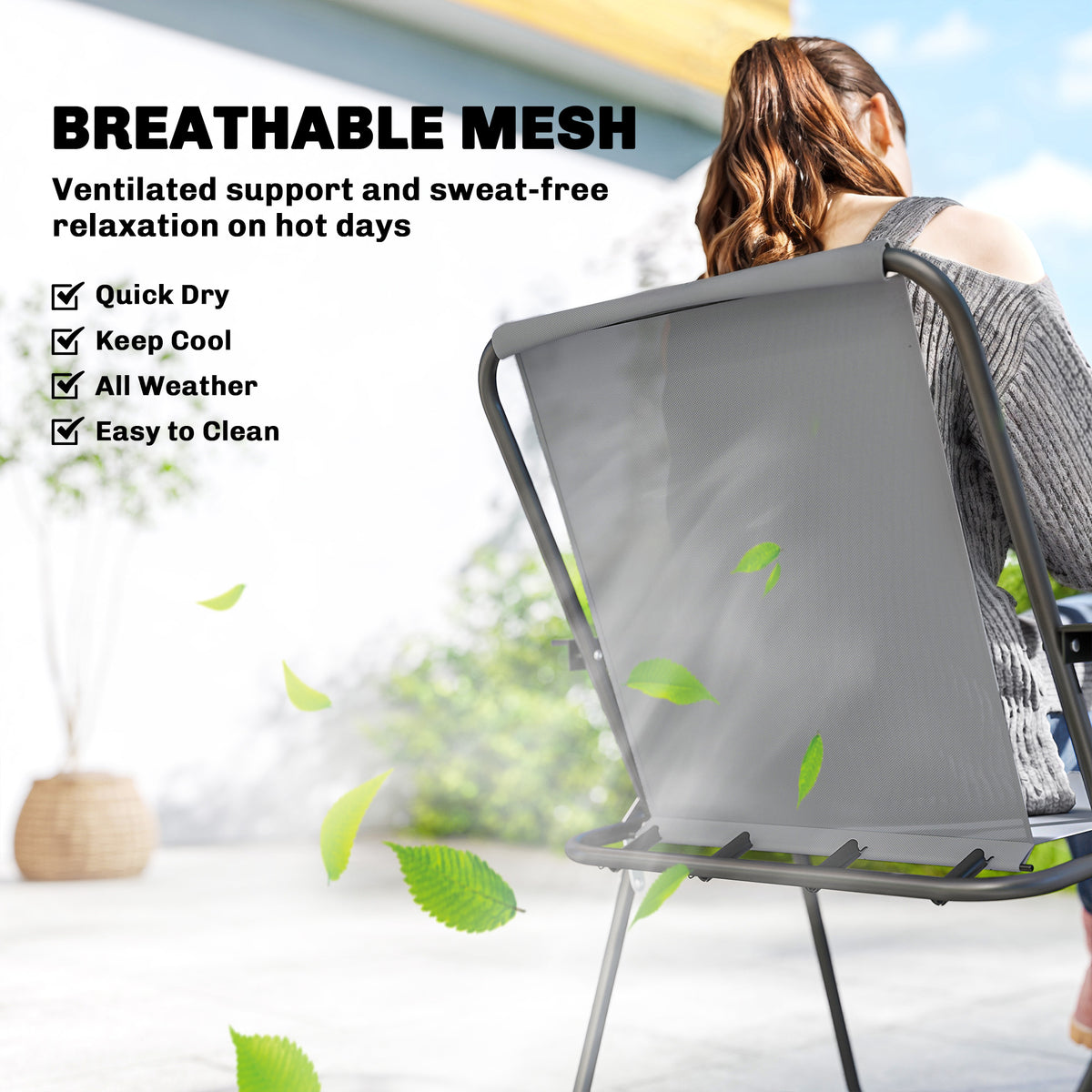 8 Piece Patio Table and Chairs Set with Folding Chairs, Tempered Glass Tabletop and Umbrella for Garden – Grey