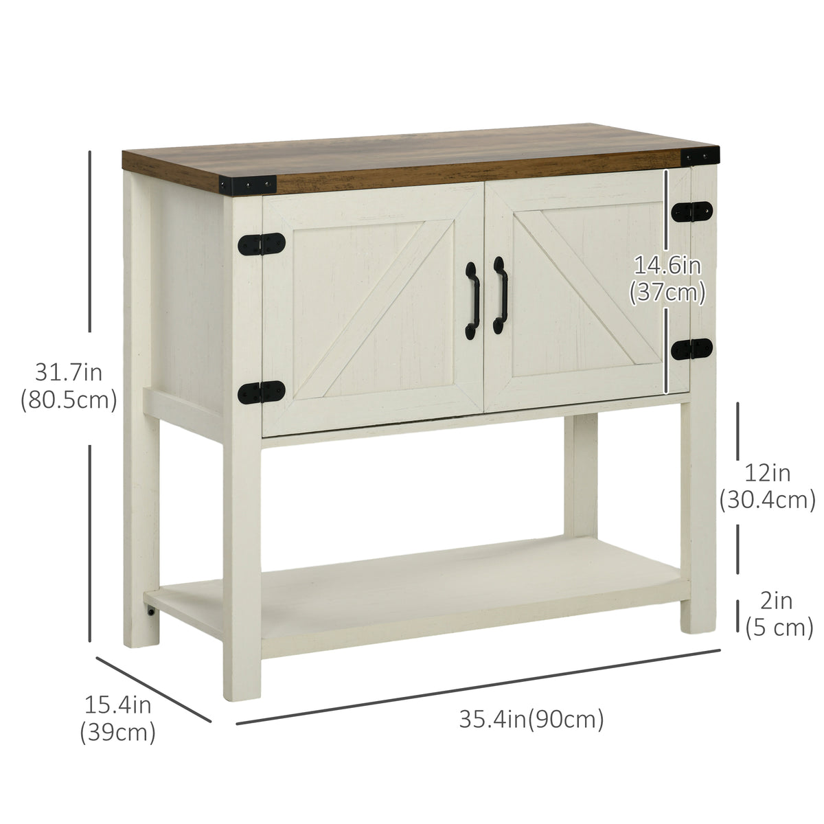 35" Farmhouse Sideboard Console with Barn Doors
